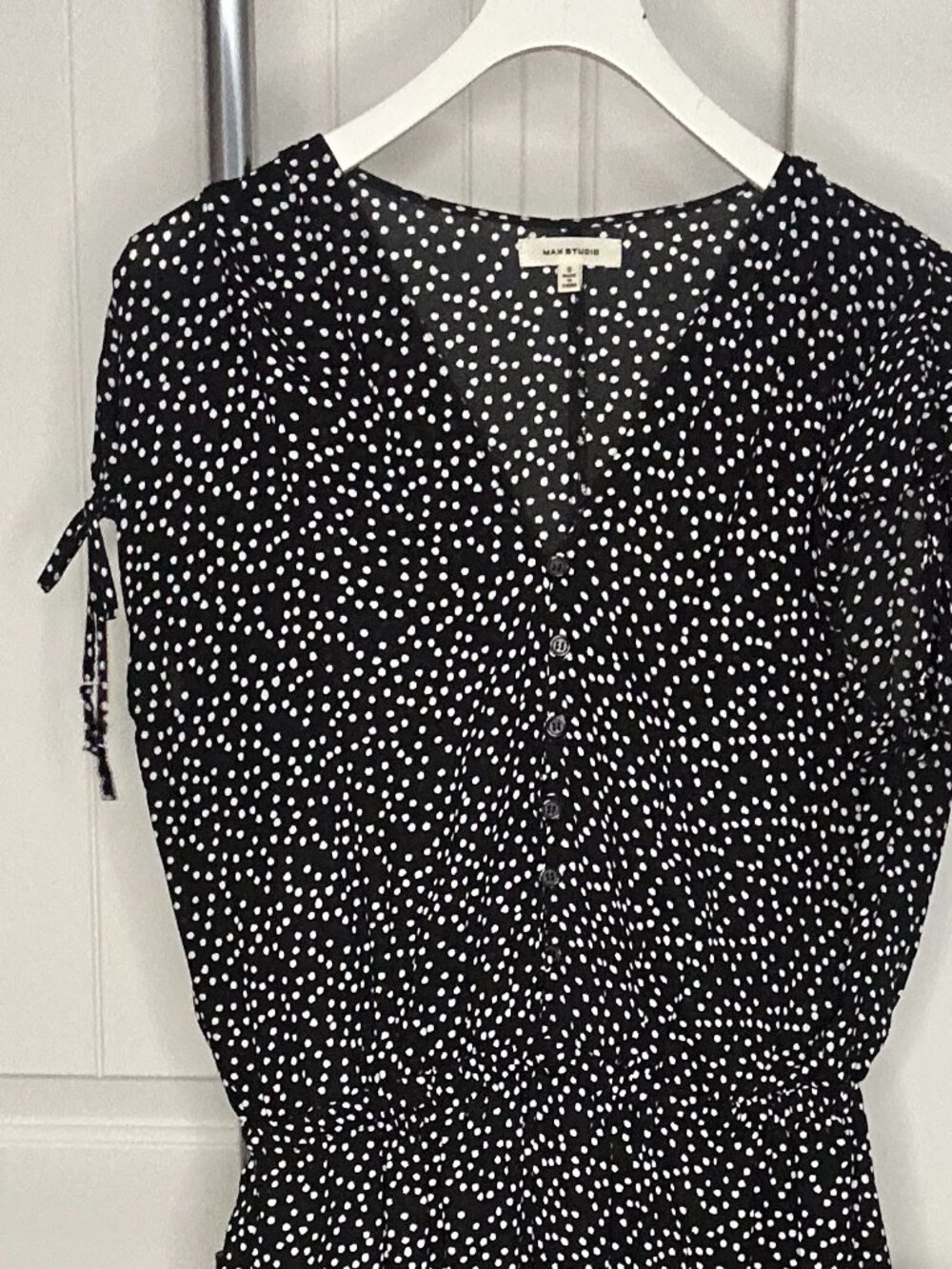 Max Studio Black & White Polka Dot Jumpsuit | size small